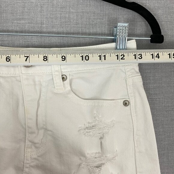 American Eagle Jean Skirt Distressed White Denim Mini Size 00 - Picture 8 of 10